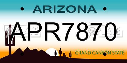 APR7870 Arizona License Plate