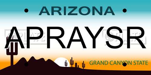 APRAYSR Arizona License Plate