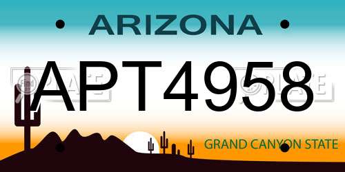 APT4958 Arizona License Plate