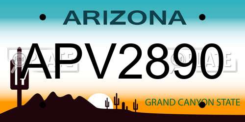 APV2890 Arizona License Plate