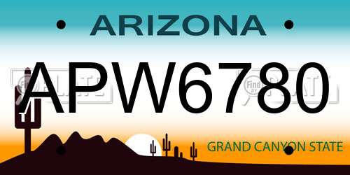 APW6780 Arizona License Plate