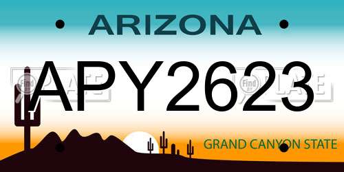 APY2623 Arizona License Plate