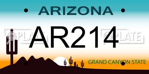 AR214 Arizona License Plate
