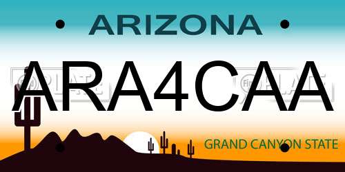 ARA4CAA Arizona License Plate