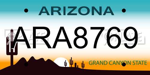 ARA8769 Arizona License Plate
