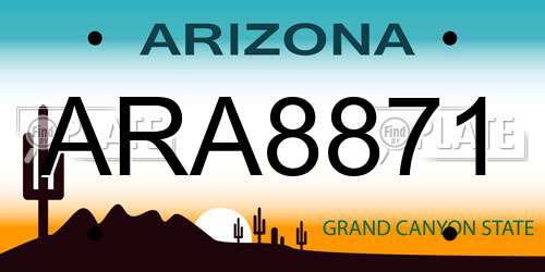 ARA8871 Arizona License Plate