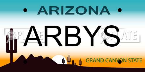 ARBYS Arizona License Plate