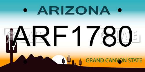 ARF1780 Arizona License Plate