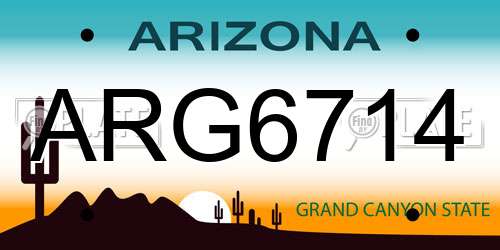 ARG6714 Arizona License Plate