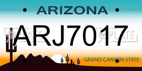 ARJ7017 Arizona License Plate