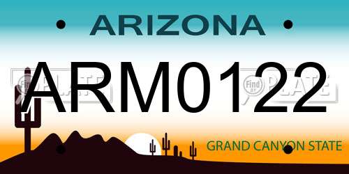 ARM0122 Arizona License Plate