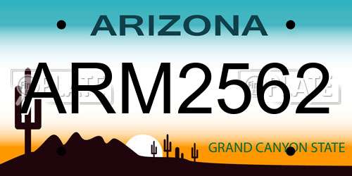 ARM2562 Arizona License Plate