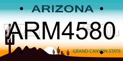 ARM4580 Arizona License Plate