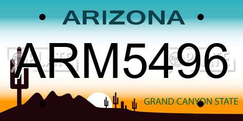 ARM5496 Arizona License Plate