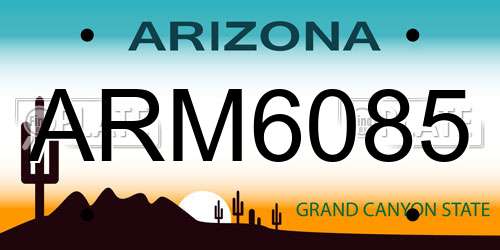 ARM6085 Arizona License Plate