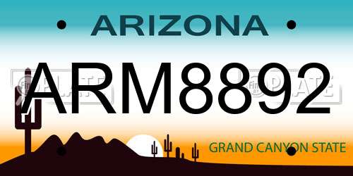 ARM8892 Arizona License Plate