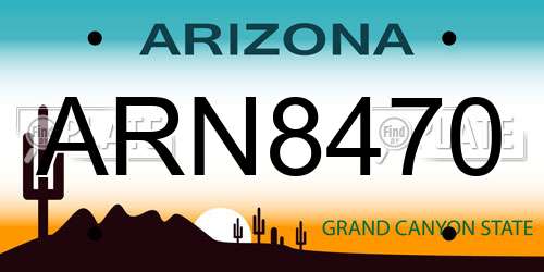 ARN8470 Arizona License Plate