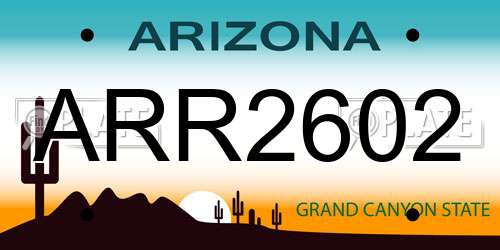 ARR2602 Arizona License Plate