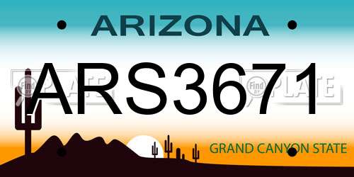 ARS3671 Arizona License Plate