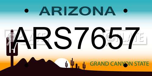 ARS7657 Arizona License Plate
