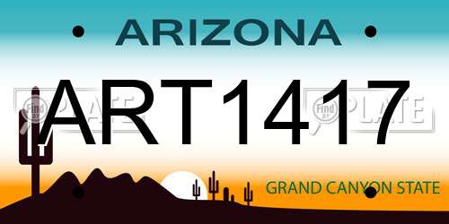 ART1417 Arizona License Plate
