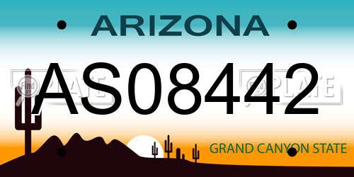 AS08442 Arizona License Plate