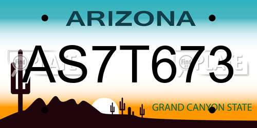 AS7T673 Arizona License Plate