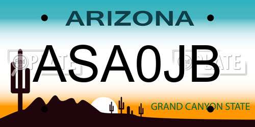 ASA0JB Arizona License Plate