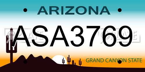 ASA3769 Arizona License Plate