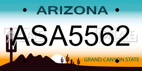 ASA5562 Arizona License Plate