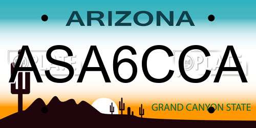 ASA6CCA Arizona License Plate