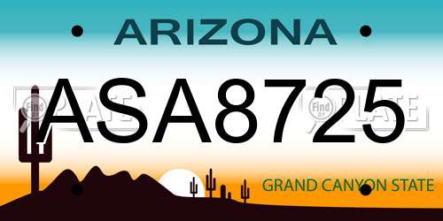 ASA8725 Arizona License Plate