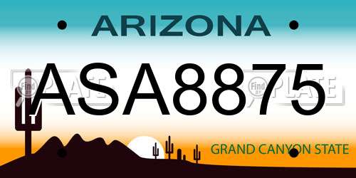 ASA8875 Arizona License Plate