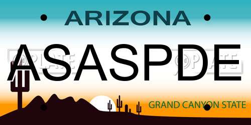 ASASPDE Arizona License Plate