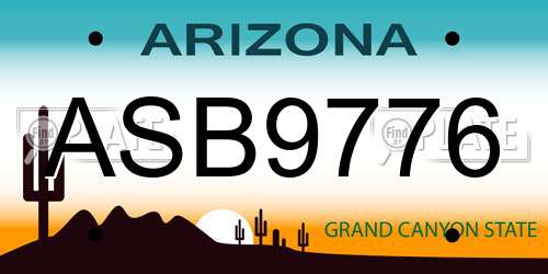 ASB9776 Arizona License Plate