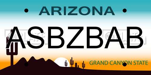 ASBZBAB Arizona License Plate