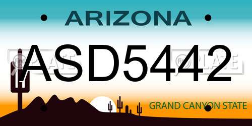 ASD5442 Arizona License Plate
