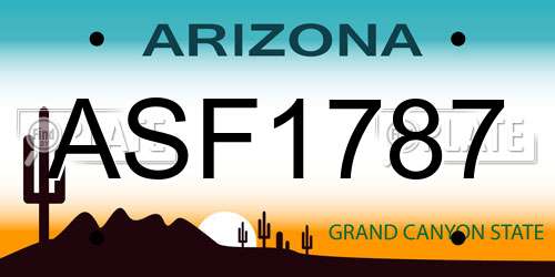 ASF1787 Arizona License Plate