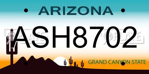ASH8702 Arizona License Plate