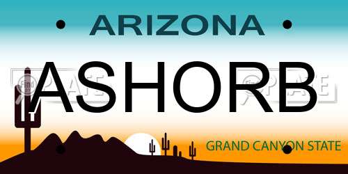 ASHORB Arizona License Plate