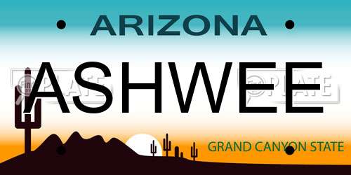 ASHWEE Arizona License Plate
