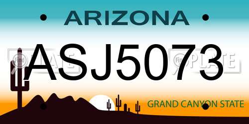 ASJ5073 Arizona License Plate