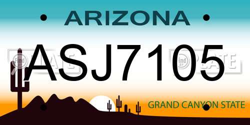 ASJ7105 Arizona License Plate
