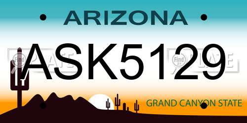 ASK5129 Arizona License Plate