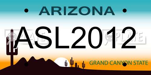 ASL2012 Arizona License Plate