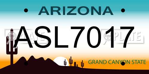 ASL7017 Arizona License Plate