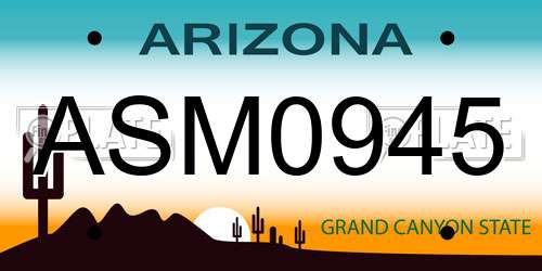 ASM0945 Arizona License Plate