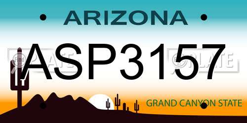 ASP3157 Arizona License Plate