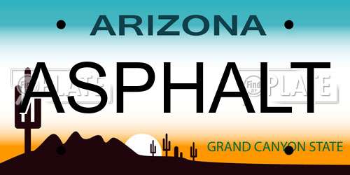 ASPHALT Arizona License Plate