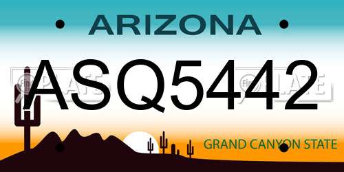 ASQ5442 Arizona License Plate